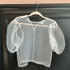 Zara mesh puff sleeve top